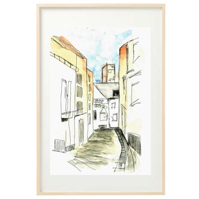 Watercolor village of France