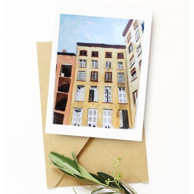 Einzigartige Lyon-Gebäudepostkarte