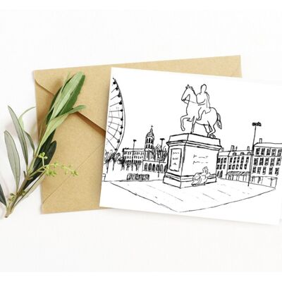 Legen Sie die Bellecour-Postkarte auf