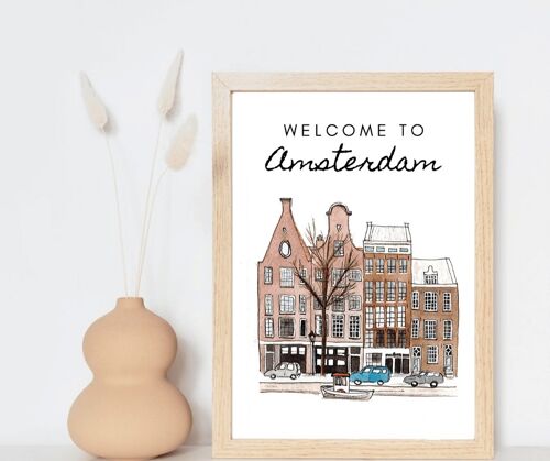 Print Amsterdam - Reproduction d'aquarelle originale - A4