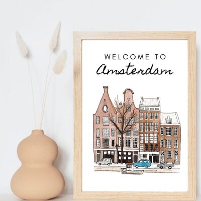 Druck Amsterdam - Reproduktion des Originalaquarells - A4