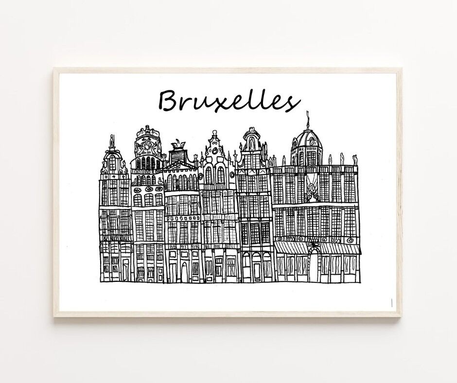 Achat Print Bruxelles noir et blanc A4 en gros