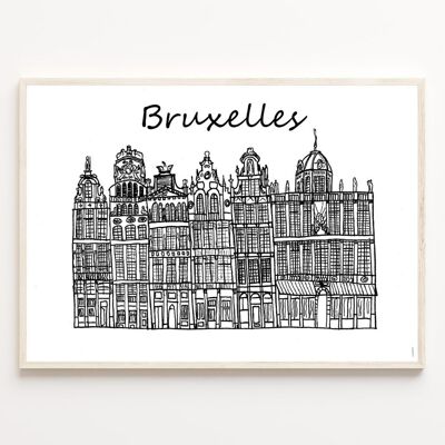 Drucken Sie Brüssel schwarz und weiß - A4
