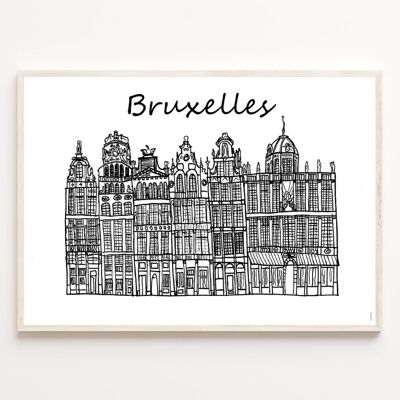 Print Brussels black and white - A5