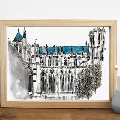 Druck der Kathedrale von Amiens - A4