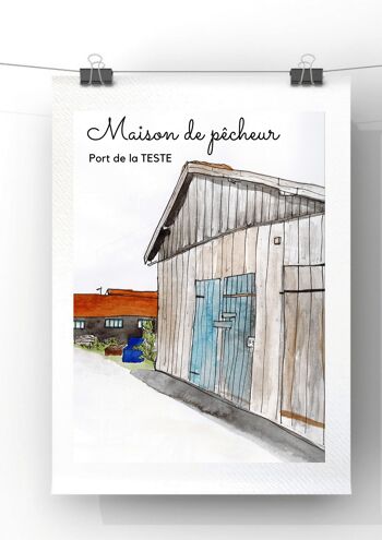 Print cabane à huitres - Reproduction d'aquarelle originale - A4 2