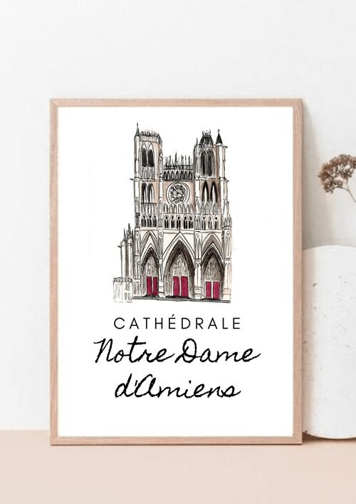 Print Cathédrale d'Amiens - Reproduction d'aquarelle originale - A4