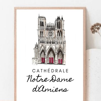 Drucken Kathedrale von Amiens - Reproduktion des Originalaquarells - A4