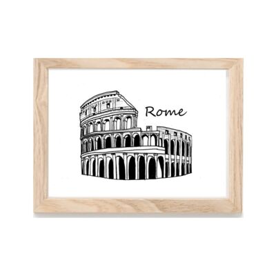 Lámina Coliseo Roma blanco y negro - A4
