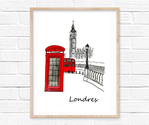 Print Londres cabine rouge - A4