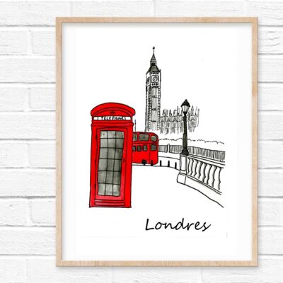 Print Londres cabine rouge - A5