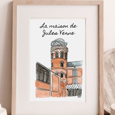 Print House of Jules Verne - Reproduction of original watercolor - A4