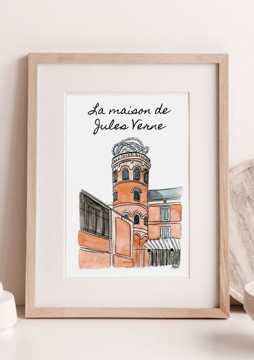 Print Maison de Jules Verne - Reproduction d'aquarelle originale - A5