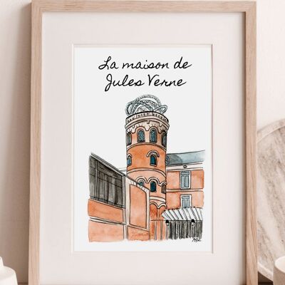 Print House of Jules Verne - Reproduction of original watercolor - A5