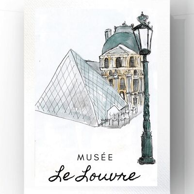 Drucken Paris Le Louvre - Reproduktion des Original-Aquarells - A4