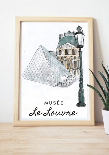 Print Paris Le Louvre - Reproduction d'aquarelle originale - A4 2