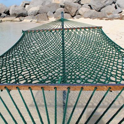 XL Polyester Rope Double Hammock  Green  | 5 Ft Wide X 13 Ft Overall Length |Double