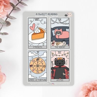Sheet of Stickers 9 x 13 cm - Cat Tarot Cards