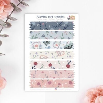 Sheet of Stickers 9 x 13 cm - Washi tape flowers