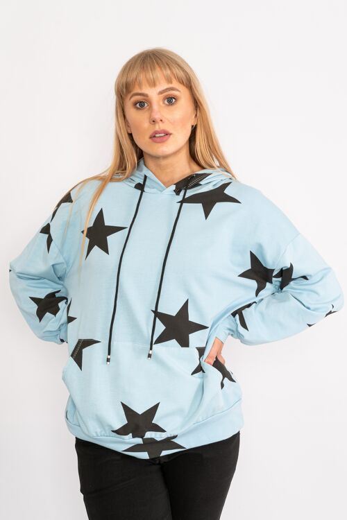 Blue drawstring star hoodie