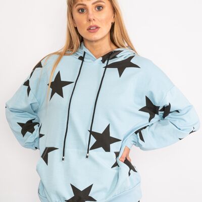 Blue drawstring star hoodie