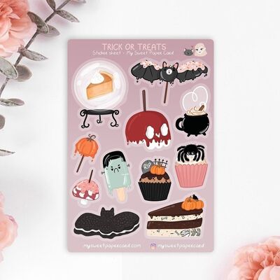 Sheet of Stickers 9 x 13 cm - Halloween pastries