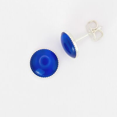 Ear studs, silver plated, blue (265.9.S)