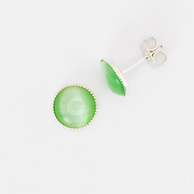 Orecchini a bottone, placcati argento, verde chiaro (265.6.S)