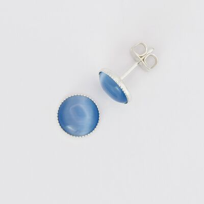 Pendientes de botón, baño de plata, azul claro (265.13.S)