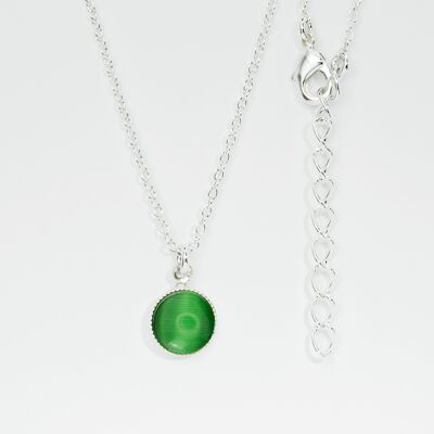Necklace, silver plated, green (K265.8.S)