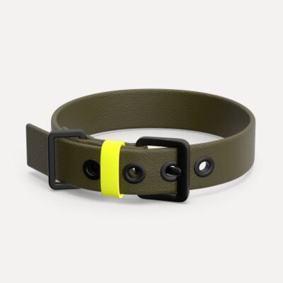 Dog collar made of vegan leather - olive