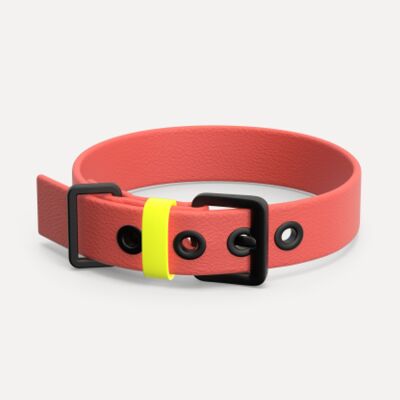 Dog collar made of vegan leather - coral