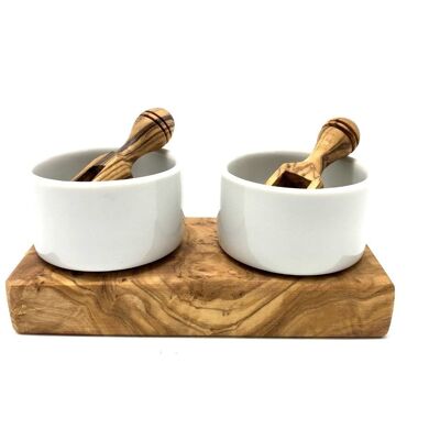 2 bowls FANO2 with olive wood salt chips