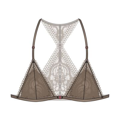 soutien-gorge sans armature - triangle détail dos en dentelle florale