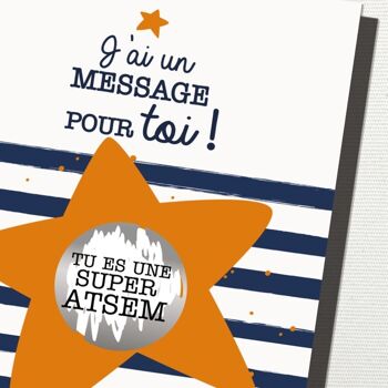 "Tu es une super ATSEM" carte à gratter, message surprise 3
