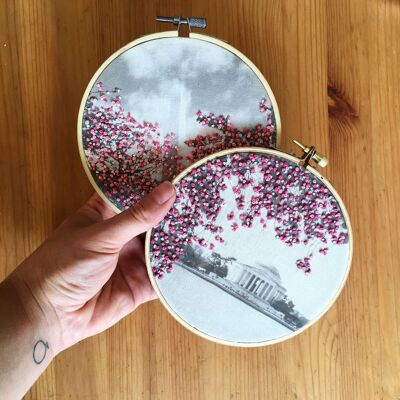 Washington DC Cherry Blossoms Embroidery Kit