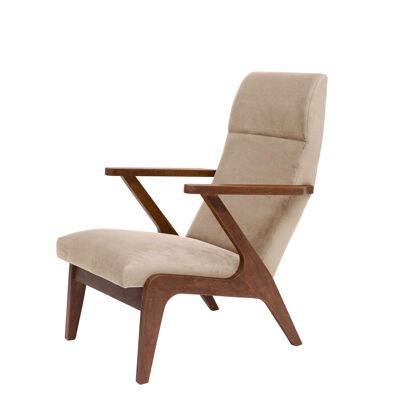 Apollo Lounge Chair - Beech Wood, Walnut Stain - Velvet Line Premium