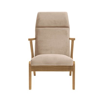 Apollo Lounge Chair - Oak Wood, Natural - Velvet Line Premium