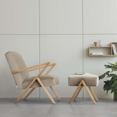 Retrostar Chair - Oak Wood, Natural - Velvet Line Premium