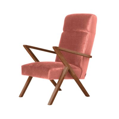 Retrostar Lounge Chair - Beech Wood, Walnut Stain - Velvet Line