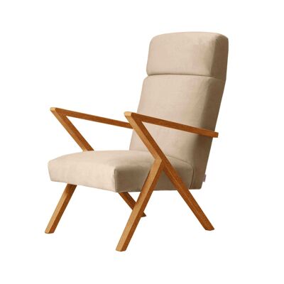 Retrostar Lounge Chair - Beech Wood, Oak Stain - Velvet Line Premium