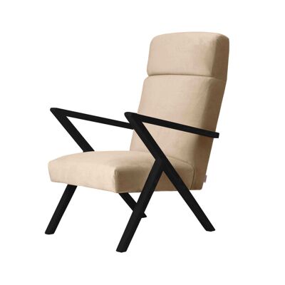Retrostar Lounge Chair - Beech Wood, Black Lacquered - Velvet Line Premium