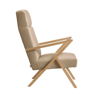 Retrostar Lounge Chair - Oak Wood, Natural - Velvet Line Premium