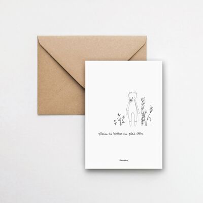 Bisou chou - Karte 10x15 handgeschöpftes Papier und recycelter Umschlag