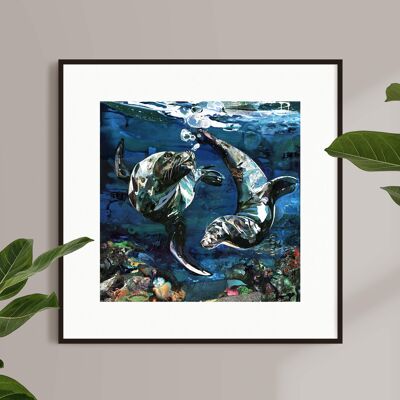 The Two Seals - Epson watercolour paper 190gsm 20x20cm