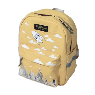 Pellianni: YELLOW BACKPACK 28x23x10cm, approx 6.5 l, ecological and vegan cotton canvas, Swedish design, 18m +