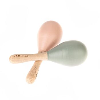 Pellianni: MARACAS PASTEL 12 cm, ensemble de 2, bois FSC, 10m+ 3