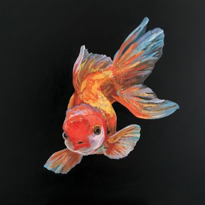 The Goldfish - Hand embellished gold 40x40cm
