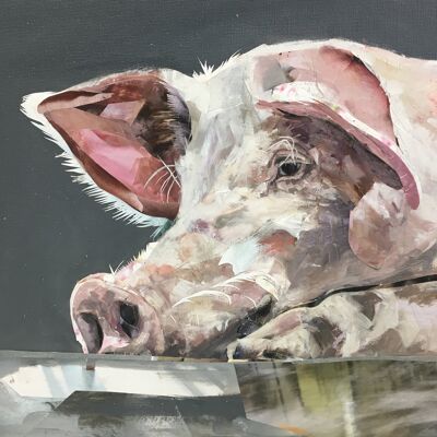The Pig - Hand embellished A3