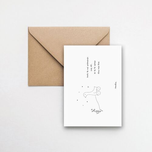 Canard à roulettes - carte 10x15 papier fait main et enveloppe recyclée